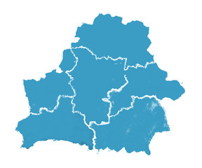 Hand drawn watercolor map of Belarus. Isolated illustration map of Belarus on white background.