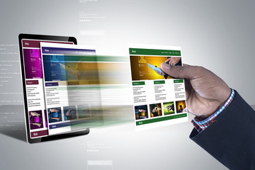business man showing web page