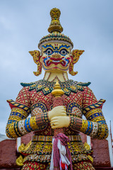 Demon Guardian statues decorating the Buddhist temple in Udon Thani ,Thailand. Photo taken on: 10 November , 2016