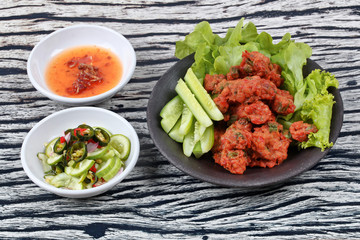 Thai food,Curried fish cake (Tod Mun Pla Krai)