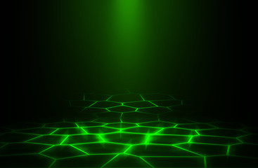 Green spotlight mirror stage background.