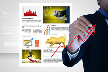 Man showing stock market news