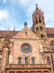 Obraz premium Clock tower of Freiburg minster cathedral