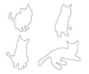 Vector paths of Cats set on the white background