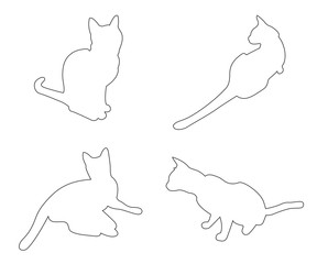 Vector paths of Cats set on the white background