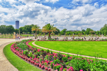 PARIS, FRANCE - JULY 08, 2016 : Luxembourg Palace and park in Pa