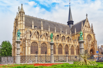 Naklejka premium BRUSSELS, BELGIUM -JULY 07, 2016 :Notre Dame du Sablon's Cathed