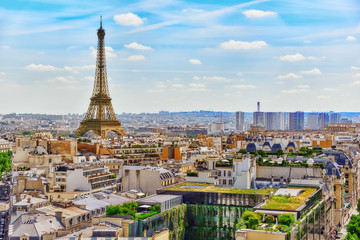 Beautiful panoramic view of Paris from the roof of the Triumphal