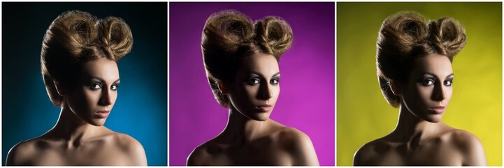 Portrait of a beautiful woman with a glamour haircut