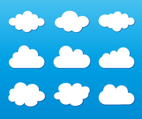 clouds set on blue background