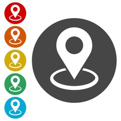 Map pin place marker icons set 