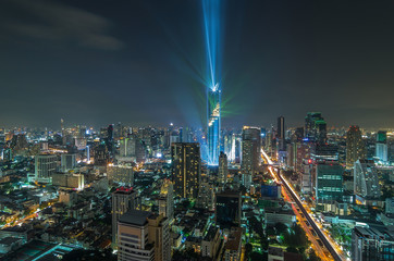 Top view of Bangkok Cityscape at night, Mahanakhon
