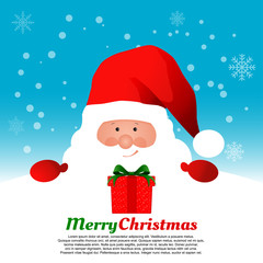 Santa Claus holding Banner with Space for Your Text Vector illustration.