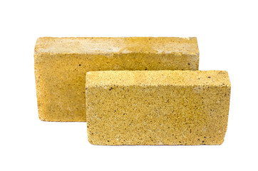 Two special bricks for furnace fireplace isolated on white