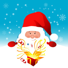 Santa Claus holding Banner with Space for Your Text Vector illustration.