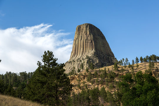 Devil's Tower in eastern Wyoming on a summer day. 