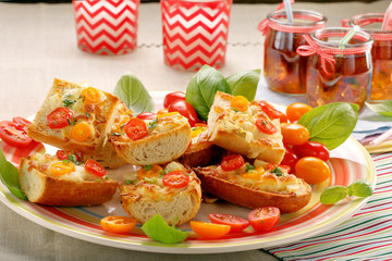 Fresh healthy vegetarian sandwich with cheese and tomato