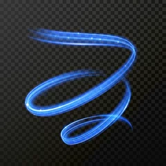 Velours gordijnen Neon blue fire swirl spiral vector light trail trace © Ron Dale