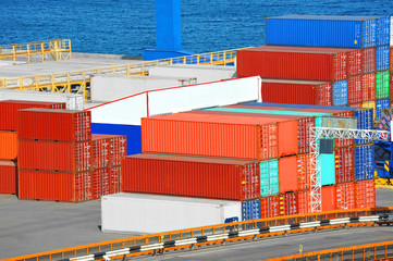 Cargo container in port