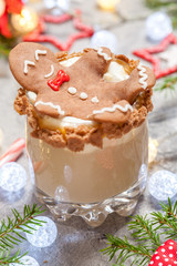 Drunken Gingerbread man in a Christmas cocktail