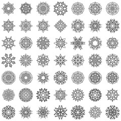 Set of abstract decorative elements, flowers and stars