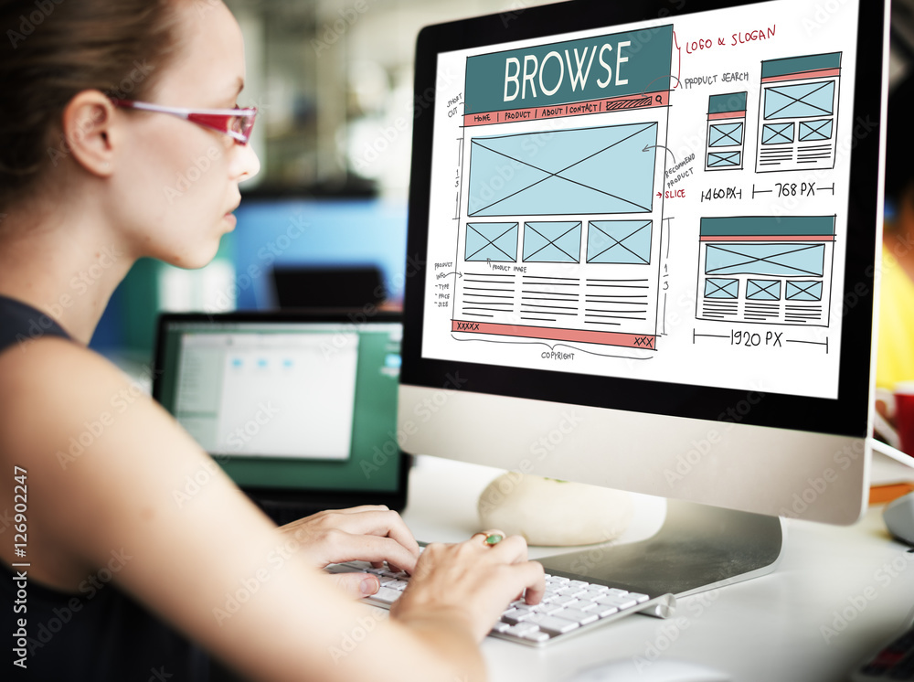 Wall mural browse browser connect internet layout concept