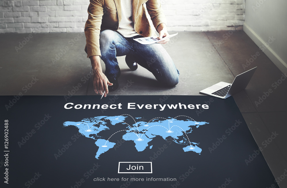 Poster connect everywhere networking access social concept