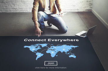 Connect Everywhere Networking Access Social Concept - obrazy, fototapety, plakaty