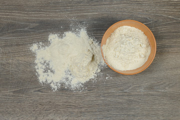 Fototapeta na wymiar Flour scattered on the table