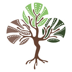 Vector hand drawn illustration, decorative ornamental stylized tree. Abstract graphic illustration isolated on the white background. Artistic drawing silhouette. Decorative  ornamental wood