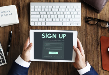 Sign Up Form Button Graphic Concept