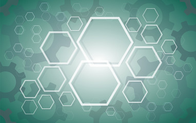 Abstract Gears and Hexagon background 