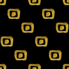 Geometric black and gold seamless pattern