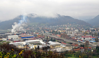 Panoramic view of Sevnica, Slovenia, childhood town of Melania Trump