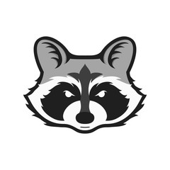 Raccoons head logo for sport club or team. Animal mascot logotype. Template. Vector illustration.