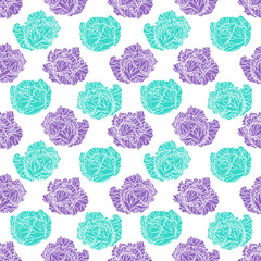 seamless purple and turquoise cabbage