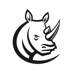 Rhinos head logo for sport club or team. Animal mascot logotype. Template. Vector illustration.