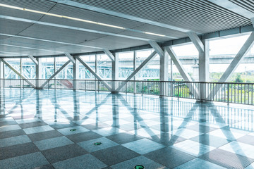 Empty Corridor Of modern airport in Shanghai,China.