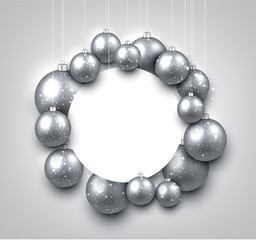 Gray background with Christmas balls.