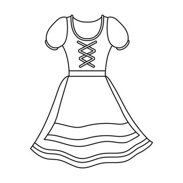recommend clip art: Dirndl icon in outline style isolated on white background. Oktoberfest symbol stock vector illustration.