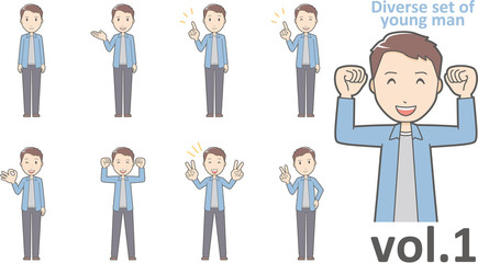 Diverse set of young man , EPS10 vector format vol.6