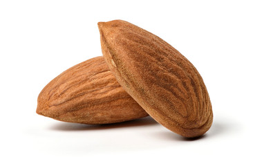 two almonds isolated on white