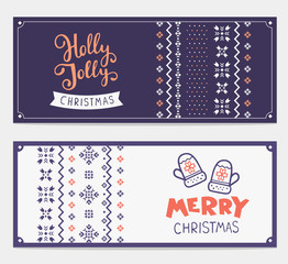 Two vector christmas stylized illustration with handwritten text