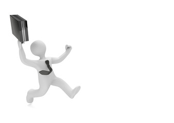 Weisses Männchen als rennender und glücklicher Geschäftsmann