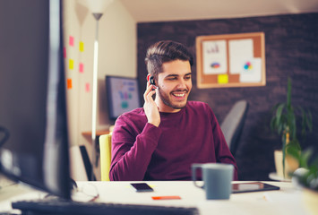 Businessman working in his office
