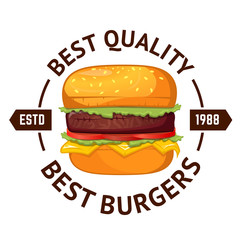 Best burgers. Hamburger isolated on white background. Design element in vector.