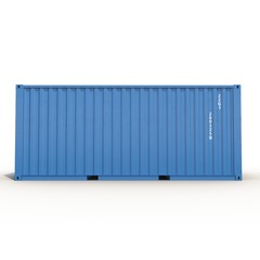 Side view shippping container on white. 3D illustration