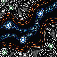 Aboriginal art painting vector.