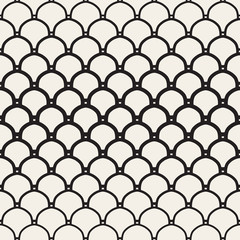 Vector Seamless Black and White Overlapping Circles Pattern
