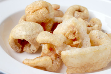 Streaky pork with crispy crackling, Thai food style